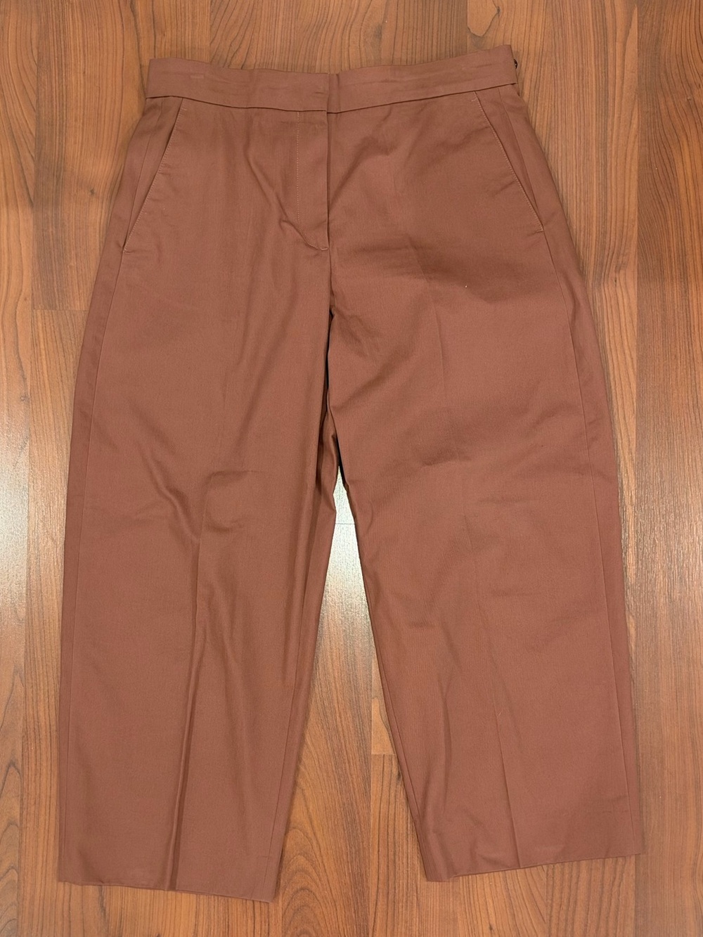 COS Flat Front Rust Brown Cotton Trousers size  10